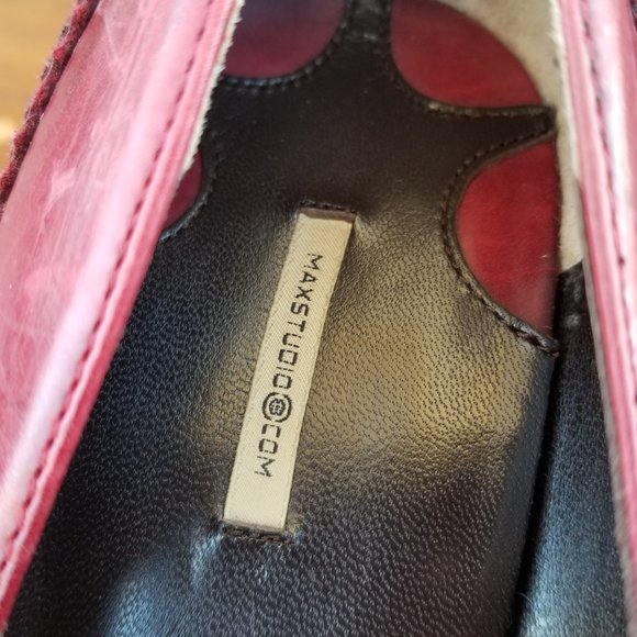 Max Studio Round Toe 1930's Style Raspberry Red Leather Pumps Women's Size 7.5 - Picture 8 of 10